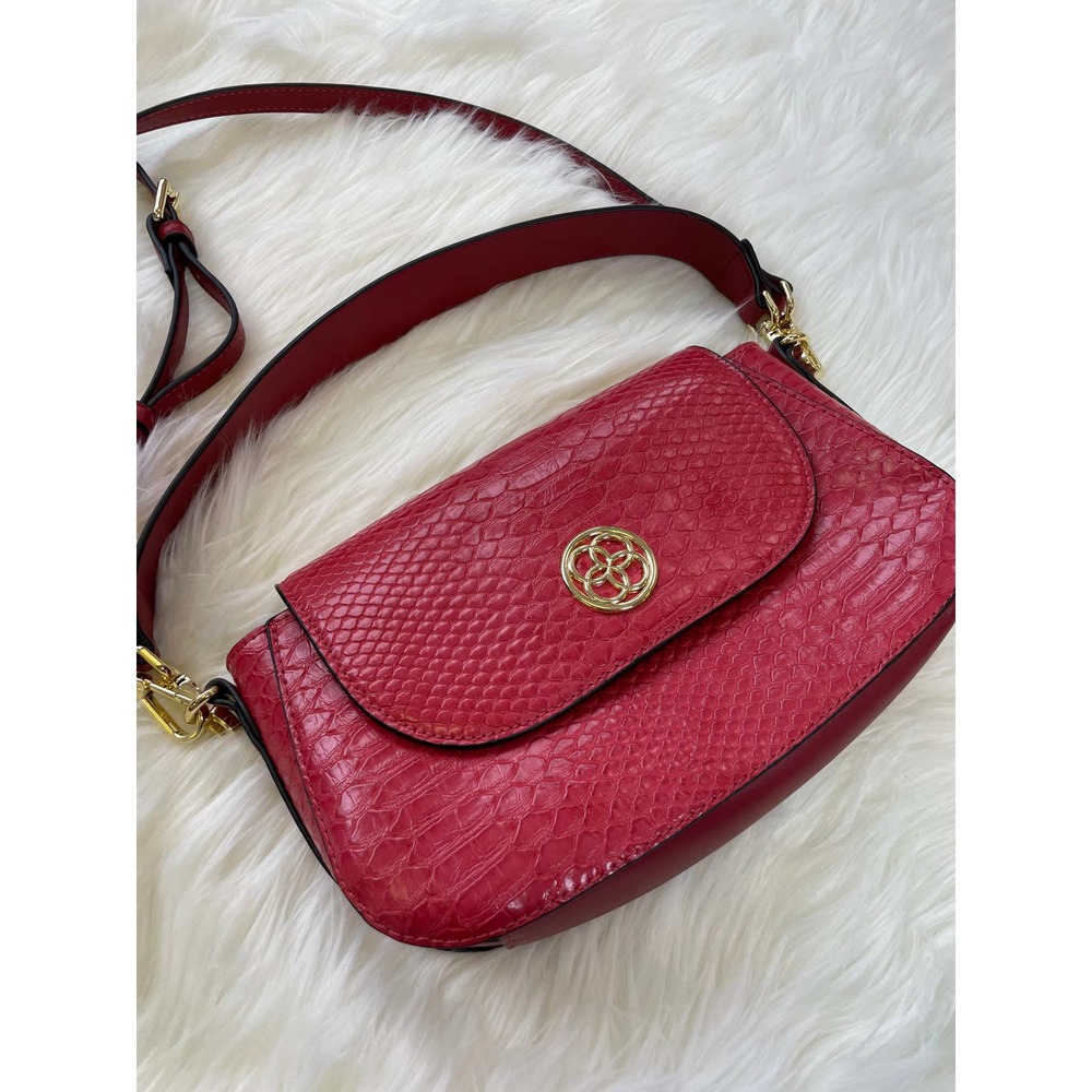 Kate Landry Crossbody Red Snakeskin style flap purse bag